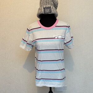 Sanrio Striped Short Sleeve Tee with embroidered Cinnamoroll